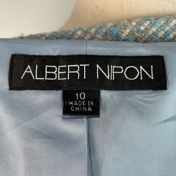 Vintage Albert Nipon Light Blue Tweed Dress Jacket Size 10 - Picture 6 of 7